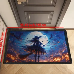 Halloween Pumpkin Doormat Jack O Lantern Witch Kitchen Mat Floor Mat Non-Slip Area Rug Oil Proof Rug Indoor Outdoor Mat Bedroom Decor Bathroom Mat Entrance Rug