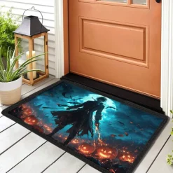 Halloween Pumpkin Doormat Jack O Lantern Witch Kitchen Mat Floor Mat Non-Slip Area Rug Oil Proof Rug Indoor Outdoor Mat Bedroom Decor Bathroom Mat Entrance Rug