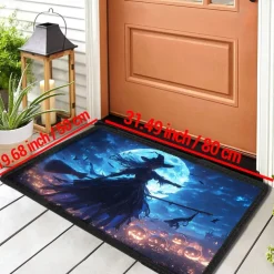 Halloween Pumpkin Doormat Jack O Lantern Witch Kitchen Mat Floor Mat Non-Slip Area Rug Oil Proof Rug Indoor Outdoor Mat Bedroom Decor Bathroom Mat Entrance Rug