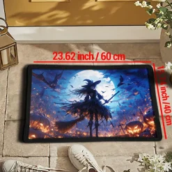 Halloween Pumpkin Doormat Jack O Lantern Witch Kitchen Mat Floor Mat Non-Slip Area Rug Oil Proof Rug Indoor Outdoor Mat Bedroom Decor Bathroom Mat Entrance Rug