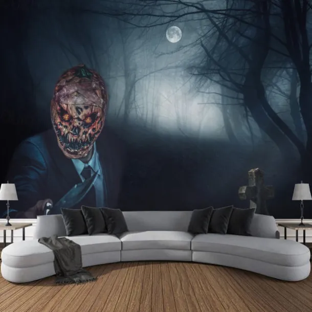 Halloween Pumpkin Hanging Tapestry Wall Art Large Tapestry Mural Decor Photograph Backdrop Blanket Curtain Home Bedroom Living Room Decoration Halloween Decorations