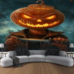 Halloween Pumpkin Hanging Tapestry Wall Art Large Tapestry Mural Decor Photograph Backdrop Blanket Curtain Home Bedroom Living Room Decoration Halloween Decorations