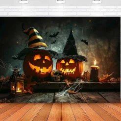 Halloween Pumpkin Wall Tapestry – Spooky Jack-O'-Lantern in Dark Forest, Blue Moon Night Wall Hanging for Party, Bedroom, Living Room, 2025 Halloween Home Decoration