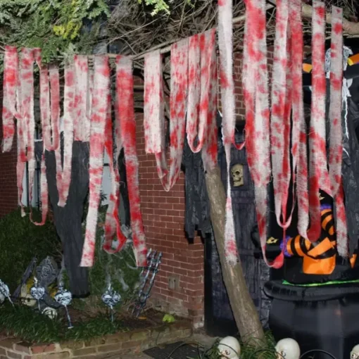 Halloween Scary Blood Cloth Scary Cloth with Bloody Prints Halloween Props Scary Halloween Decorations Bloody Gauze Halloween Scary Fabric Blood Cloth Strips