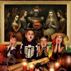 Halloween Scary Carved Pumpkins Hanging Tapestry Wall Art Large Tapestry Mural Decor Photograph Backdrop Blanket Curtain Home Bedroom Living Room Decoration Halloween Decorations