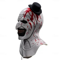 Halloween Scary Halloween Mask, Terrifier Realistic Horror Clown Halloween Mask Scary Costumes, Horror Funny Latex Full Headdress Funny Horror Mask For Halloween Masquerade Partie
