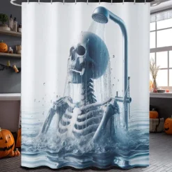 Halloween Shower Curtain with Hooks Polyester Washable Waterproof Pattern Bathroom Bathtub Decor