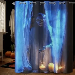 Halloween Shower Curtain with Hooks Polyester Washable Waterproof Pattern Bathroom Bathtub Decor