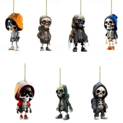 Halloween Skeleton Pendant, Car Rearview Mirror Ornament, Acrylic Car Suspension Interior Decoration Pendant