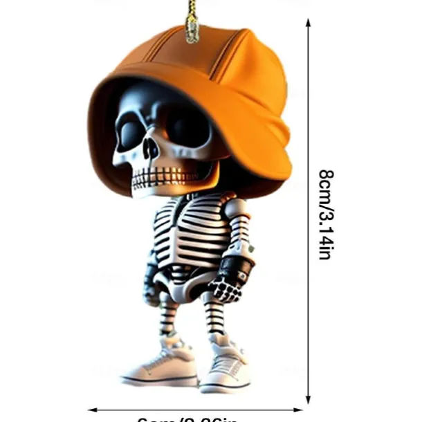 Halloween Skeleton Pendant, Car Rearview Mirror Ornament, Acrylic Car Suspension Interior Decoration Pendant