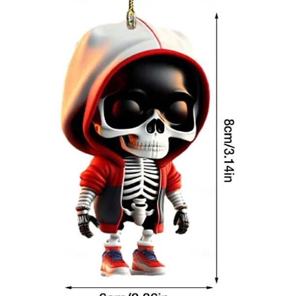 Halloween Skeleton Pendant, Car Rearview Mirror Ornament, Acrylic Car Suspension Interior Decoration Pendant