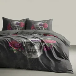 Halloween Skull Duvet Cover Set - Spooky and Stylish Skull Design - Includes Duvet Cover and Pillowcases - Soft and Cozy Fabric - Perfect for Adding a Halloween Vibe to Your Bedroom