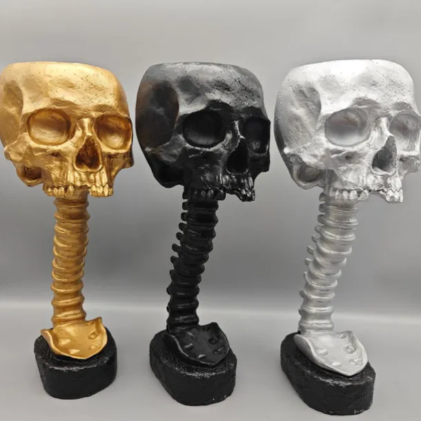 Halloween Skull Planter & Spine Stand, Resin Skull Head Flower Succulent Cactus Planter Pots,or Home Office Desk Decorations Halloween Scene Statue Sculpture Decorations