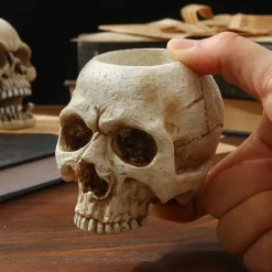 Halloween Skull Resin Candle Holder - Skeleton Candlestick Halloween Decoration (Not Include Cande)