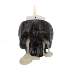 Halloween Skull Resin Candle Holder - Skeleton Candlestick Halloween Decoration (Not Include Cande)
