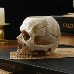 Halloween Skull Resin Candle Holder - Skeleton Candlestick Halloween Decoration (Not Include Cande)