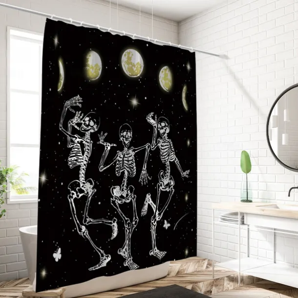 Halloween Skull Shower Curtain, Modern Machine Washable Waterproof Polyester Fabric for Bathroom Decor Bathtub with 12 Hooks