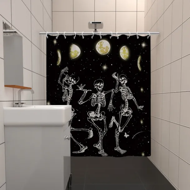 Halloween Skull Shower Curtain, Modern Machine Washable Waterproof Polyester Fabric for Bathroom Decor Bathtub with 12 Hooks