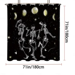 Halloween Skull Shower Curtain, Modern Machine Washable Waterproof Polyester Fabric for Bathroom Decor Bathtub with 12 Hooks