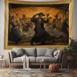 Halloween Skull Skeleton Party Hanging Tapestry Wall Art Large Tapestry Mural Decor Photograph Backdrop Blanket Curtain Home Bedroom Living Room