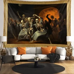 Halloween Skull Skeleton Party Hanging Tapestry Wall Art Large Tapestry Mural Decor Photograph Backdrop Blanket Curtain Home Bedroom Living Room