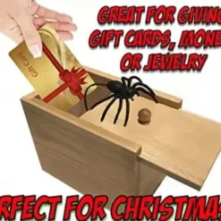Halloween Spider Scare Prank Box Gift Spider in a Box Gag Gift, Hilarious Wooden Scare Box,Handmade Fun Joke Scarebox Toy