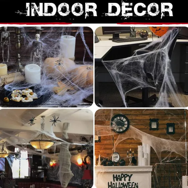 Halloween Spider Webs Decorations with Extra Fake Spiders, Super Stretchy Cobwebs for Halloween decor Indoor and Outdoor