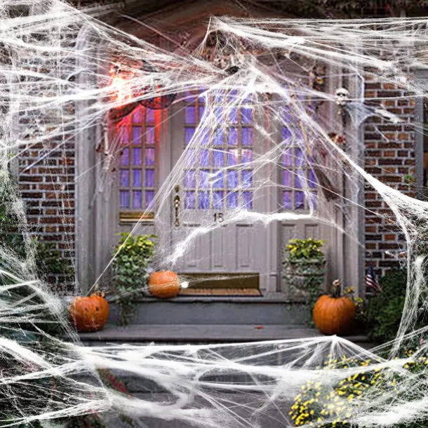 Halloween Spider Webs Decorations with Extra Fake Spiders, Super Stretchy Cobwebs for Halloween decor Indoor and Outdoor