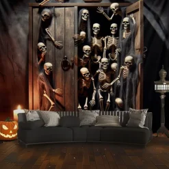 Halloween Tapestry Banners Wall Hangings Skeleton 3D Dark Punk Gothic Style Party Dorm Shooting Backgrounds Decorations Wall Door Background