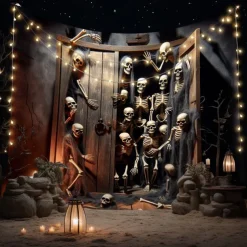 Halloween Tapestry Banners Wall Hangings Skeleton 3D Dark Punk Gothic Style Party Dorm Shooting Backgrounds Decorations Wall Door Background