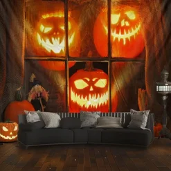 Halloween Tapestry Banners Wall Hangings Pumpkin 3D Dark Punk Gothic Style Party Dorm Shooting Backgrounds Decorations Wall Door Background