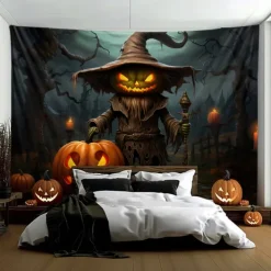 Halloween Tapestry Banners Blanket Pumpkin Scarecrow Fantasy Dark Punk Gothic Style Party Dorm Shooting Backgrounds Decorations Wall Door Background