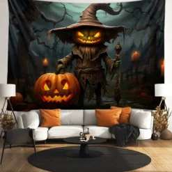 Halloween Tapestry Banners Blanket Pumpkin Scarecrow Fantasy Dark Punk Gothic Style Party Dorm Shooting Backgrounds Decorations Wall Door Background