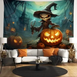 Halloween Tapestry Banners Blanket Pumpkin Scarecrow Fantasy Dark Punk Gothic Style Party Dorm Shooting Backgrounds Decorations Wall Door Background