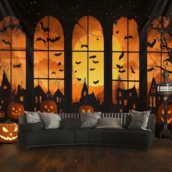 Halloween Tapestry Banners Wall Hangings Pumpkin Dark Punk Gothic Style Party Dorm Shooting Backgrounds Decorations Wall Door Background