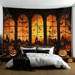 Halloween Tapestry Banners Wall Hangings Pumpkin Dark Punk Gothic Style Party Dorm Shooting Backgrounds Decorations Wall Door Background