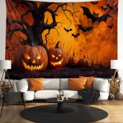 Halloween Tapestry Banners Wall Hangings Pumpkin Dark Punk Gothic Style Party Dorm Shooting Backgrounds Decorations Wall Door Background