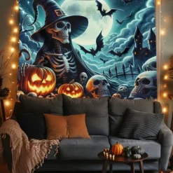Halloween Tapestry Banners Wall Hangings Skeleton Dark Punk Gothic Style Party Dorm Shooting Backgrounds Decorations Wall Door Background