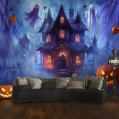 Halloween Tapestry Banners Wall Hangings Pumpkin Ghost Fantasy Dark Punk Gothic Style Party Dorm Shooting Backgrounds Decorations Wall Door Background