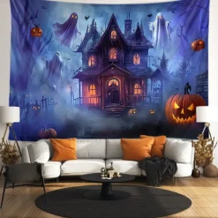 Halloween Tapestry Banners Wall Hangings Pumpkin Ghost Fantasy Dark Punk Gothic Style Party Dorm Shooting Backgrounds Decorations Wall Door Background