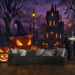 Halloween Tapestry Banners Wall Hangings Pumpkin Ghost Fantasy Dark Punk Gothic Style Party Dorm Shooting Backgrounds Decorations Wall Door Background