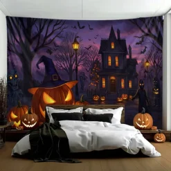 Halloween Tapestry Banners Wall Hangings Pumpkin Ghost Fantasy Dark Punk Gothic Style Party Dorm Shooting Backgrounds Decorations Wall Door Background