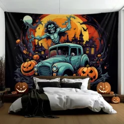 Halloween Tapestry Banners Blanket Boo Dark Punk Gothic Style Party Dorm Shooting Backgrounds Decorations Wall Door Background