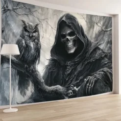 Halloween Tapestry Banners Wall Hangings Skeleton Dark Punk Gothic Style Party Dorm Shooting Backgrounds Decorations Wall Door Background