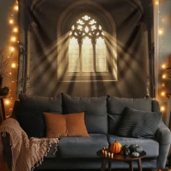 Halloween Tapestry Banners Wall Hangings Church 3D Dark Punk Gothic Style Party Dorm Shooting Backgrounds Decorations Wall Door Background