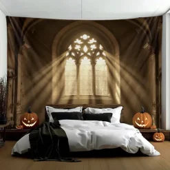 Halloween Tapestry Banners Wall Hangings Church 3D Dark Punk Gothic Style Party Dorm Shooting Backgrounds Decorations Wall Door Background