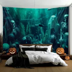 Halloween Tapestry Banners Wall Hangings Pumpkin Jellyfish Modern Dark Punk Gothic Style Party Dorm Shooting Backgrounds Decorations Wall Door Background