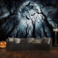 Halloween Tapestry Banners Wall Hangings Bat Dark Punk Gothic Style Party Dorm Shooting Backgrounds Decorations Wall Door Background