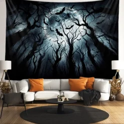 Halloween Tapestry Banners Wall Hangings Bat Dark Punk Gothic Style Party Dorm Shooting Backgrounds Decorations Wall Door Background