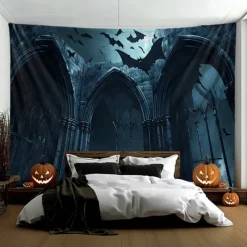 Halloween Tapestry Banners Wall Hangings Bat Dark Punk Gothic Style Party Dorm Shooting Backgrounds Decorations Wall Door Background